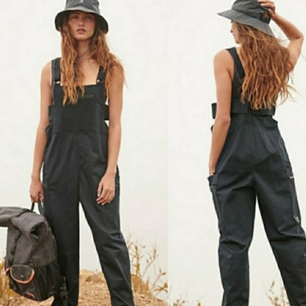 Free People Movement Wade On Overall Utility Jumpsuit | Black | Size S NWT